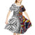 Niue Hiapo and Maori Decoration Tattoos Kid Short Sleeve Dress - Polynesian Pride