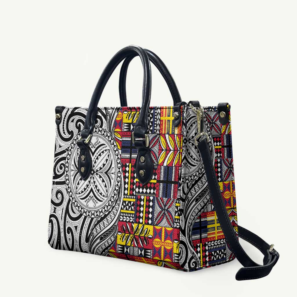 Niue Hiapo and Maori Decoration Tattoos Leather Bag - Polynesian Pride
