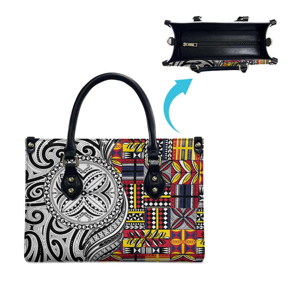 Niue Hiapo and Maori Decoration Tattoos Leather Bag - Polynesian Pride