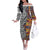 Niue Hiapo and Maori Decoration Tattoos Off The Shoulder Long Sleeve Dress - Polynesian Pride