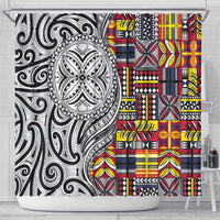 Niue Hiapo and Maori Decoration Tattoos Shower Curtain - Polynesian Pride