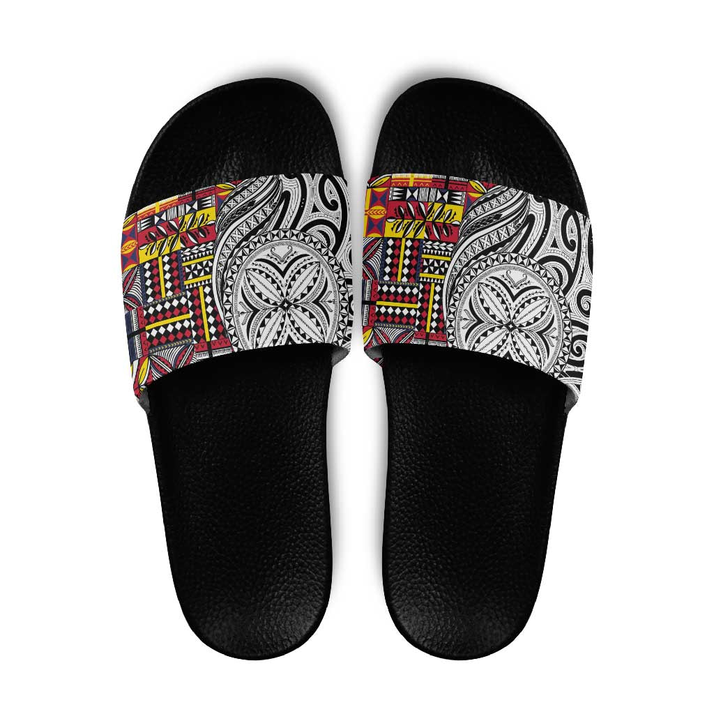 Niue Hiapo and Maori Decoration Tattoos Slide Sandals - Polynesian Pride