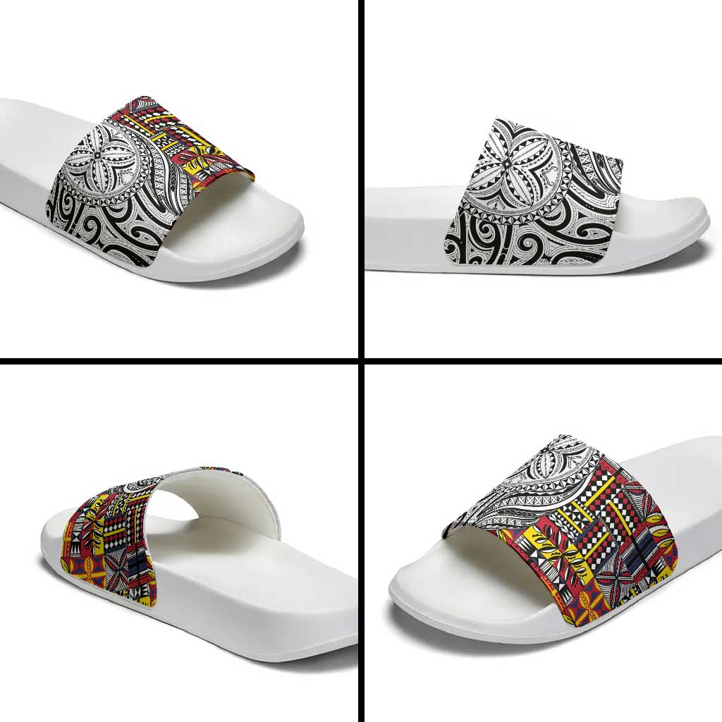 Niue Hiapo and Maori Decoration Tattoos Slide Sandals - Polynesian Pride