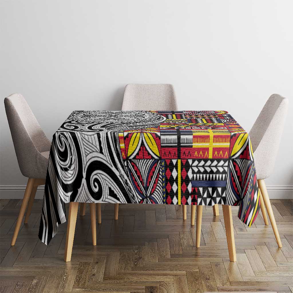 Niue Hiapo and Maori Decoration Tattoos Tablecloth - Polynesian Pride