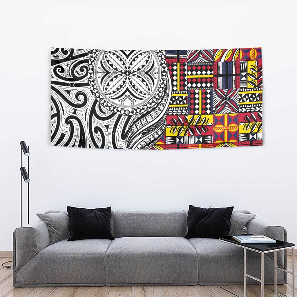 Niue Hiapo and Maori Decoration Tattoos Tapestry - Polynesian Pride
