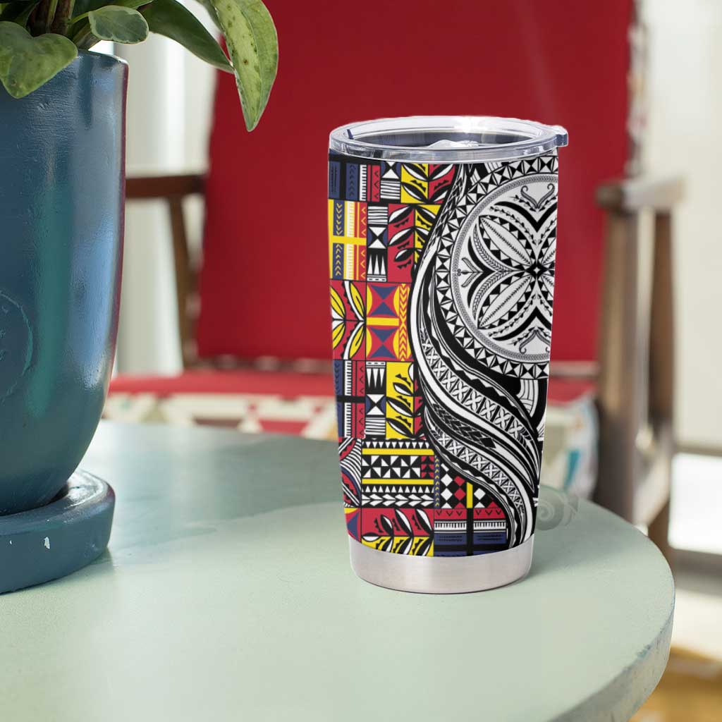 Niue Hiapo and Maori Decoration Tattoos Tumbler Cup - Polynesian Pride