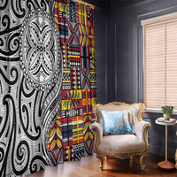 Niue Hiapo and Maori Decoration Tattoos Window Curtain - Polynesian Pride