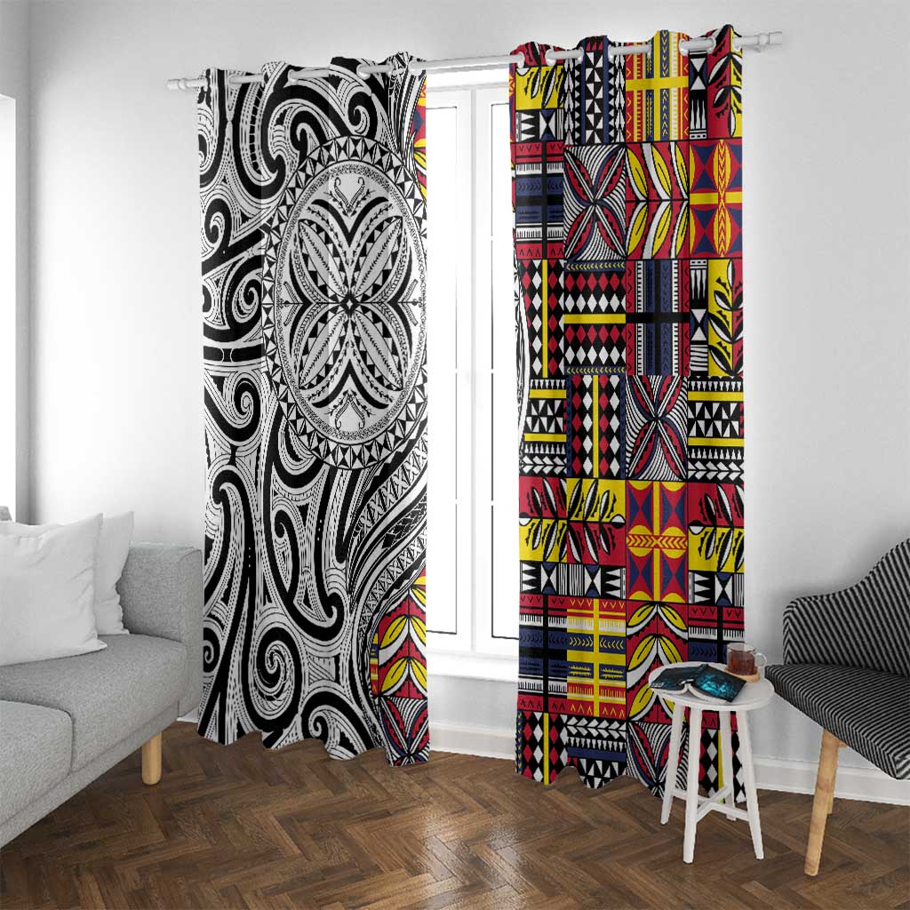 Niue Hiapo and Maori Decoration Tattoos Window Curtain - Polynesian Pride