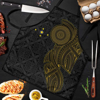 Niue Polynesian Hiapo Tattoo Art Apron Half Style Black Gold Color - Polynesian Pride
