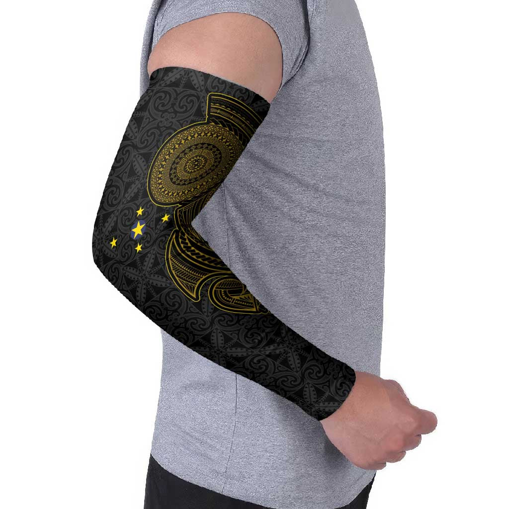 Niue Polynesian Hiapo Tattoo Art Arm Sleeves Half Style Black Gold Color - Polynesian Pride
