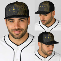 Niue Polynesian Hiapo Tattoo Art Baseball Net Cap Half Style Black Gold Color - Polynesian Pride