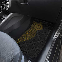 Niue Polynesian Hiapo Tattoo Art Car Mats Half Style Black Gold Color - Polynesian Pride