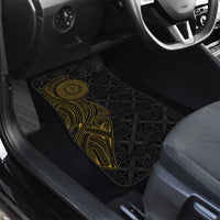 Niue Polynesian Hiapo Tattoo Art Car Mats Half Style Black Gold Color - Polynesian Pride