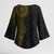 Niue Polynesian Hiapo Tattoo Art Kimono Sleeve Blouse Half Style Black Gold Color - Polynesian Pride