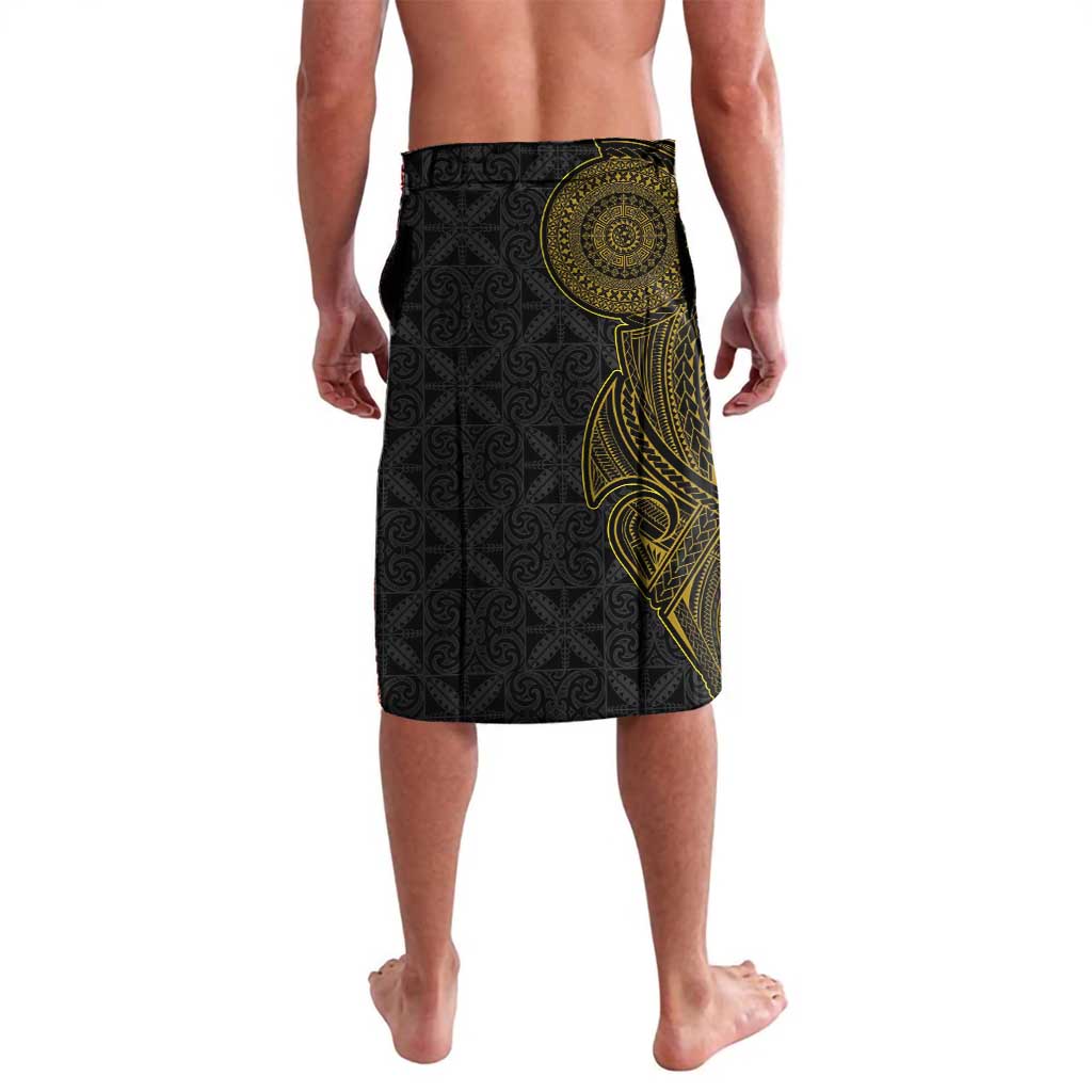 Niue Polynesian Hiapo Tattoo Art Lavalava Half Style Black Gold Color - Polynesian Pride