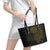 Niue Polynesian Hiapo Tattoo Art Leather Tote Bag Half Style Black Gold Color - Polynesian Pride