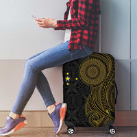Niue Polynesian Hiapo Tattoo Art Luggage Cover Half Style Black Gold Color - Polynesian Pride