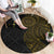 Niue Polynesian Hiapo Tattoo Art Round Carpet Half Style Black Gold Color - Polynesian Pride
