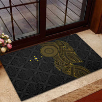 Niue Polynesian Hiapo Tattoo Art Rubber Doormat Half Style Black Gold Color - Polynesian Pride