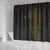 Niue Polynesian Hiapo Tattoo Art Shower Curtain Half Style Black Gold Color - Polynesian Pride