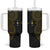 Niue Polynesian Hiapo Tattoo Art Tumbler With Handle Half Style Black Gold Color - Polynesian Pride