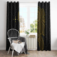 Niue Polynesian Hiapo Tattoo Art Window Curtain Half Style Black Gold Color - Polynesian Pride