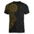 Niue Polynesian Hiapo Tattoo Art Women V-Neck T-Shirt Half Style Black Gold Color - Polynesian Pride