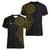 Niue Polynesian Hiapo Tattoo Art Women V-Neck T-Shirt Half Style Black Gold Color - Polynesian Pride
