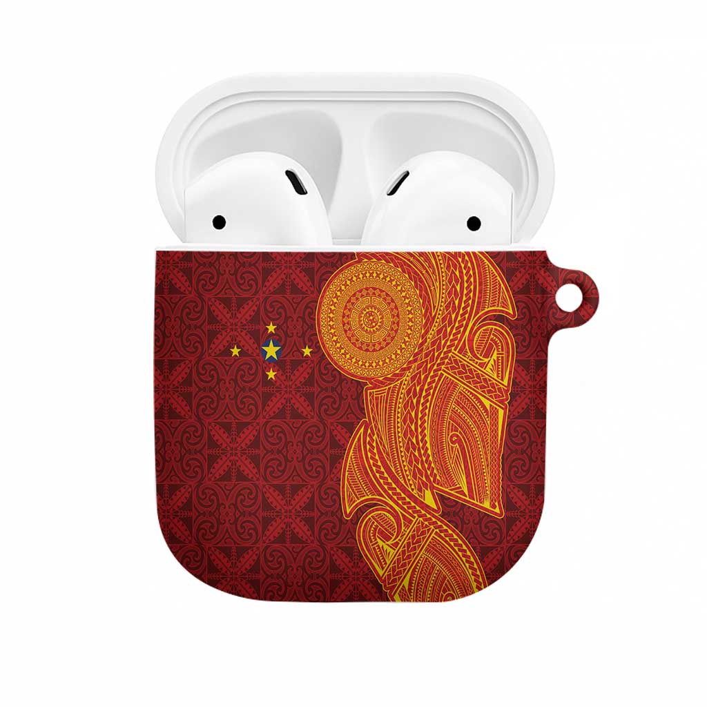 Niue Polynesian Hiapo Tattoo Art AirPods Case Half Style Red Yellow Color - Polynesian Pride