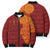 Niue Polynesian Hiapo Tattoo Art Bomber Puffer Jacket Half Style Red Yellow Color - Polynesian Pride