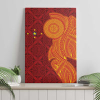 Niue Polynesian Hiapo Tattoo Art Canvas Wall Art Half Style Red Yellow Color - Polynesian Pride
