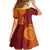 Niue Polynesian Hiapo Tattoo Art Family Matching Off The Shoulder Long Sleeve Dress and Hawaiian Shirt Half Style Red Yellow Color - Polynesian Pride