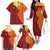 Niue Polynesian Hiapo Tattoo Art Family Matching Off The Shoulder Long Sleeve Dress and Hawaiian Shirt Half Style Red Yellow Color - Polynesian Pride