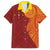 Niue Polynesian Hiapo Tattoo Art Family Matching Off The Shoulder Long Sleeve Dress and Hawaiian Shirt Half Style Red Yellow Color - Polynesian Pride
