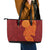 Niue Polynesian Hiapo Tattoo Art Leather Tote Bag Half Style Red Yellow Color - Polynesian Pride