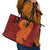 Niue Polynesian Hiapo Tattoo Art Leather Tote Bag Half Style Red Yellow Color - Polynesian Pride
