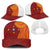 Niue Polynesian Hiapo Tattoo Art Mesh Trucker Cap Half Style Red Yellow Color - Polynesian Pride