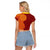 Niue Polynesian Hiapo Tattoo Art Raglan Cropped T Shirt Half Style Red Yellow Color - Polynesian Pride