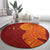 Niue Polynesian Hiapo Tattoo Art Round Carpet Half Style Red Yellow Color - Polynesian Pride