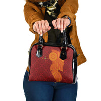 Niue Polynesian Hiapo Tattoo Art Shoulder Handbag Half Style Red Yellow Color - Polynesian Pride