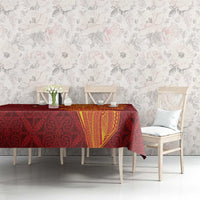 Niue Polynesian Hiapo Tattoo Art Tablecloth Half Style Red Yellow Color - Polynesian Pride