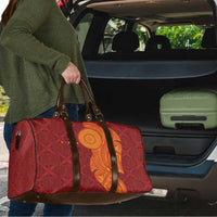 Niue Polynesian Hiapo Tattoo Art Travel Bag Half Style Red Yellow Color - Polynesian Pride