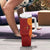 Niue Polynesian Hiapo Tattoo Art Tumbler With Handle Half Style Red Yellow Color - Polynesian Pride