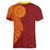 Niue Polynesian Hiapo Tattoo Art Women V-Neck T-Shirt Half Style Red Yellow Color - Polynesian Pride