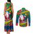 New Caledonia Christmas Couples Matching Tank Maxi Dress and Long Sleeve Button Shirt Santa Claus and Kanak Flag Mix Poinsettia Maori Pattern LT03 - Polynesian Pride