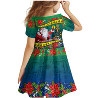 New Caledonia Christmas Family Matching Mermaid Dress and Hawaiian Shirt Santa Claus and Kanak Flag Mix Poinsettia Maori Pattern LT03 - Polynesian Pride
