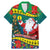 New Caledonia Christmas Family Matching Mermaid Dress and Hawaiian Shirt Santa Claus and Kanak Flag Mix Poinsettia Maori Pattern LT03 Dad's Shirt - Short Sleeve Green - Polynesian Pride