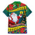 New Caledonia Christmas Family Matching Off Shoulder Long Sleeve Dress and Hawaiian Shirt Santa Claus and Kanak Flag Mix Poinsettia Maori Pattern LT03 - Polynesian Pride