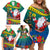 New Caledonia Christmas Family Matching Off Shoulder Short Dress and Hawaiian Shirt Santa Claus and Kanak Flag Mix Poinsettia Maori Pattern LT03 - Polynesian Pride