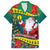 New Caledonia Christmas Family Matching Off Shoulder Short Dress and Hawaiian Shirt Santa Claus and Kanak Flag Mix Poinsettia Maori Pattern LT03 Dad's Shirt - Short Sleeve Green - Polynesian Pride